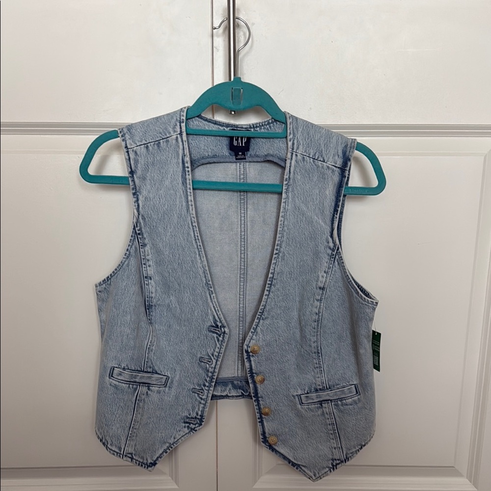 GAP Light Blue Denim Sleeveless Jacket